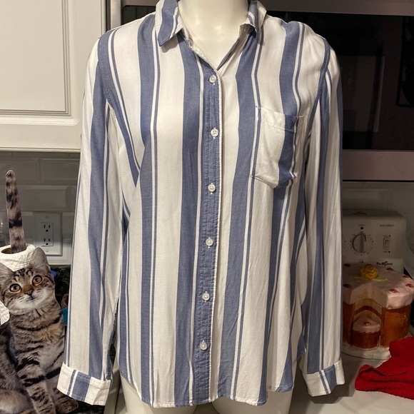 R womens Perfect Shirt long sleeve button up striped regular size shirt XL - Picture 1 of 3